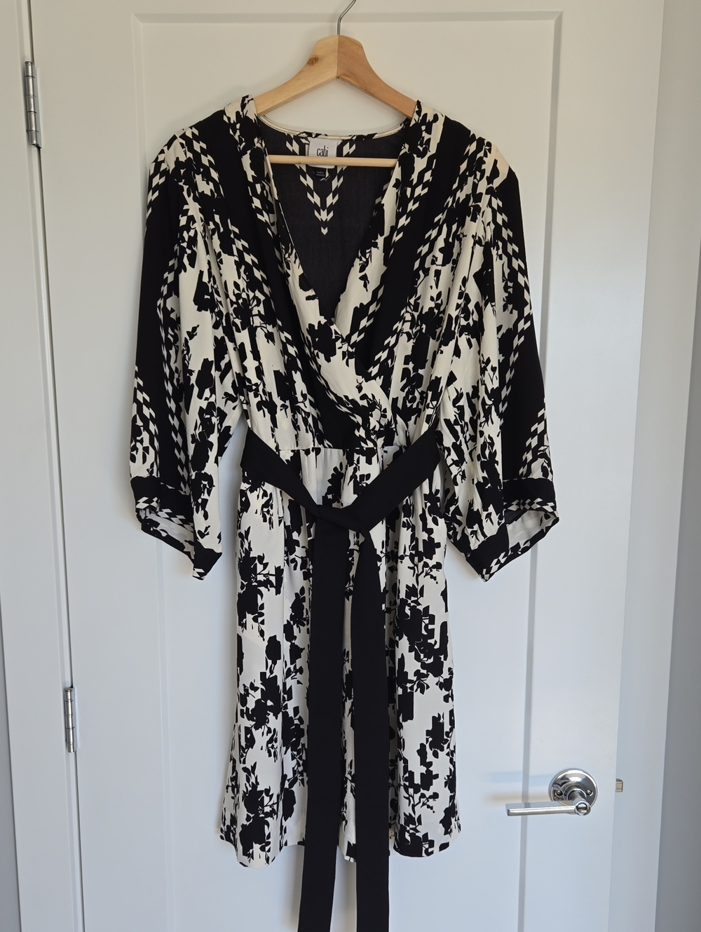CAbi Black & Cream Chevron Pattern Knit Dress
